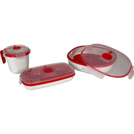 Snips - Set 3 Pz Contenitori Microonde con Vaporiera Microonde 2L per Cottura a Vapore, Cuoci Uova e Tazza Mug - Contenitori per Alimenti per Cotture e Conservazione Made in Italy (1/5)