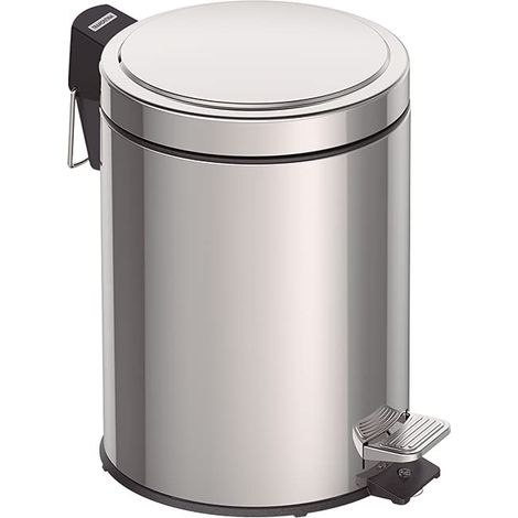 Tramontina Pattumiera a pedale da 5 litri, in acciaio inox, con coperchio, secchio interno rimovibile, diametro 20,5 cm x altezza 29 cm, 94538105 (1/5)