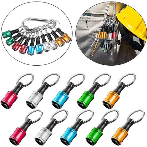 10 pièces de porte-embouts hexagonaux 1/4 pouce, rallonge, anneau porte-clés, adaptateur de vis, foret de rechange (5)-AquaForge (1/4)