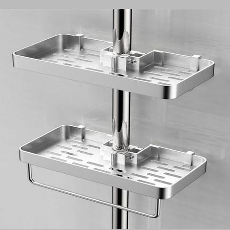 Set mit 2 Duschregalen ohne Bohren, Aluminium-Seifenschale mit Duschgel-Ablage, kompatibel mit 22–25 mm Rohren