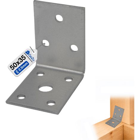 Équerre d’assemblage renforcée galvanisée 50 x 50 x 35 mm – plaque perforée connecteur métal fixation bois/métal raccord universel – GeZu Impex