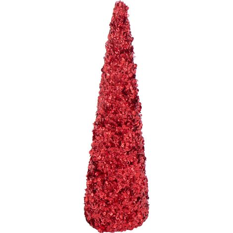 Déco Cône de Noël "Sequins" 46cm Rouge
