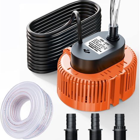 Pompe Submersible Pour Piscine, Cave, éTang, De Jardin, Pompe Piscine Avec Tuyau De Vidange Et CâBle D'Alimentation Extra Long De 25 Pieds, Pompe d'évacuation eaux claires (Orange) (1/5)