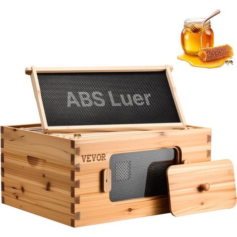 10 cadres kit ruche Langstroth avec boîte profonde, fenêtre acrylique, pour apiculture débutants et pros (1/5)