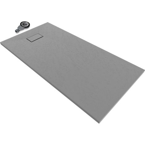 i-flair graue SMC Duschwanne – 26 mm flach inkl. Ablaufgarnitur mit Deckel 160x70 cm (1/5)