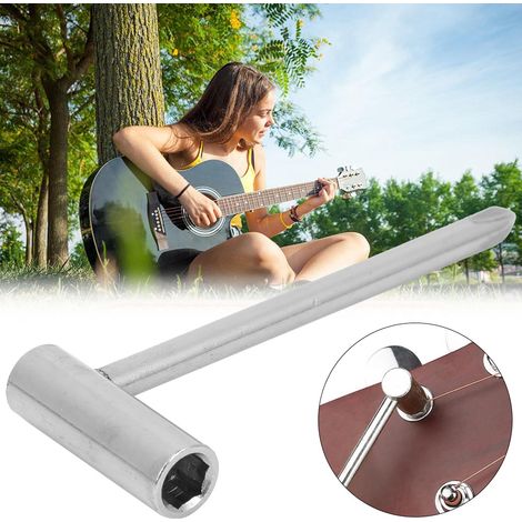 Clé hexagonale métallique 6,35mm pour réglage guitare, outil d'accordage instrument de musique, accessoire argenté, clé Allen pratique (1/5)