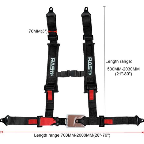 RASTP Car Modification 2-inch Four-Point Go-Kart Racing Seatbelt Quick-Release Seat Safety Belt Set - High Strength Polyester, Four-Point - BAG037 (3-inch Four-Point) (1/4)