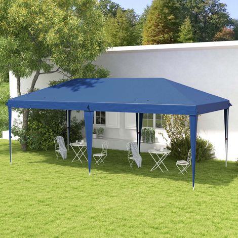 Tenda pieghevole 6x3 m con 3 livelli di altezza regolabili, borsa per il trasporto, protezione UV e struttura in acciaio, blu