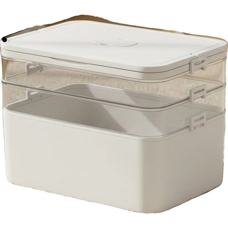 Boîte de rangement pour médicaments, design à trois niveaux, poignée portable, Armoire à pharmacie (1/2)