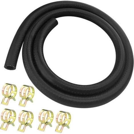 Tuyau d'essence 1m,8mm Tuyau de Carburant Kit Conduite de Carburant avec Colliers de Serrage, pour motos,tracteurs,tondeuses à gazon (1/4)