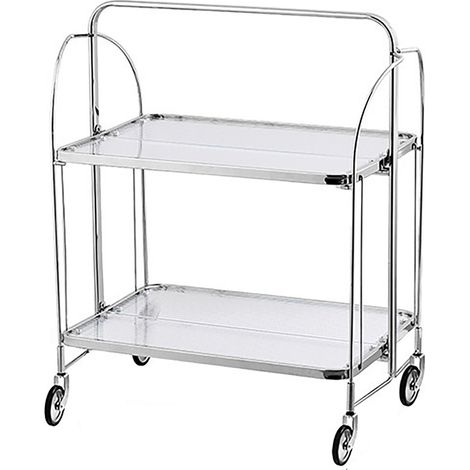 Chariot roulant de rangement 2 étagères en verre, étagère mobile utilitaire pour chambre, salon, salle à manger (1/5)