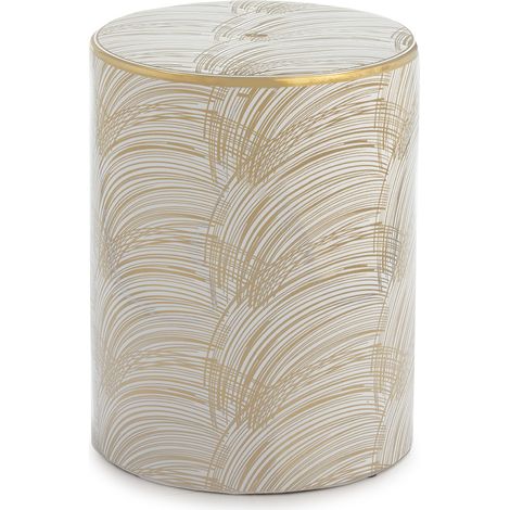 Hocker 33X33X45 Keramik Weiß/Gold (1/2)