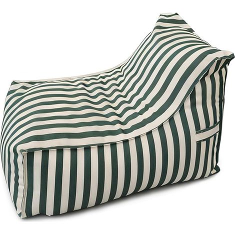 Pouf exterieur rayé vert en tissu déperlant 100x65x65 cm POSITANO (1/5)