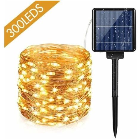 Guirlande Lumineuse Solaire Extérieure 10M 100 LEDs avec 8 Modes d'Éclairage, Chaîne de Lumière Solaire Étanche pour Jardin, Terrasse, Balcon, Cour, Maison, Arbre de Noël, Mariage, Fête Party (1/5)