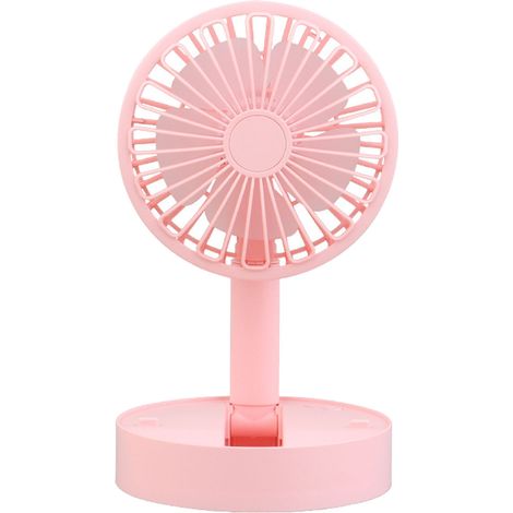 Ventilateur de bureau pliable, silencieux et puissant, compact, sur pied, à trois vitesses, rose. (1/3)