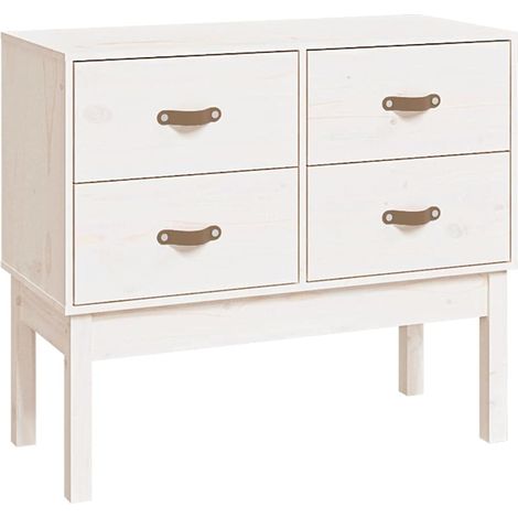 Armadio da Stoccaggio Mobile Consolle Bianco 90x40x78 cm in Legno Massello di Pino DAS775847 (1/5)