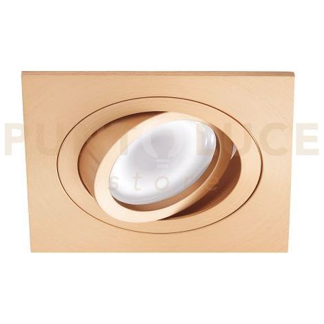 GFA043 FARETTO DA INCASSO IN ALLUMINIO ATTACCO GU10 ORO SPAZZOLATO 9,4X9,4CM