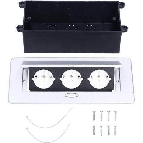 Prise de sol à déverrouillage progressif, plaque de protection pour 3 prises, 250 V, 16 A