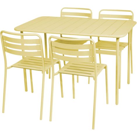 sweeek - Gartentisch + 4 Stühle aus Stahl (1/5)