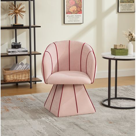Sillón giratorio 56x54x74.5 cm rosa en chenilla con respaldo alto ergonómico (1/5)