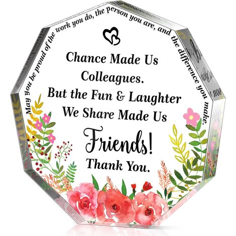 Plaque acrylique amitié – Cadeau de remerciement pour femme, présent d’appréciation Noël, cadeau départ inspirant pour amie, collègue, infirmière, professeur, déco maison et bureau - 6x6x1cm (1/5)