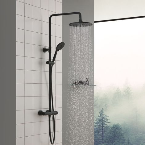 Colonne de Douche CECIPA Noir - Thermostatique - Avec Mitigeur - Ensemble de Douche - Hauteur Réglable - Système Mitigeur Thermostatique - Avec Douchette Douche et Mitigeur Douche