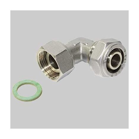 RACCORDO A COMPRESSIONE CURVO CON GIRELLO 20 x 3/4 TIEMME