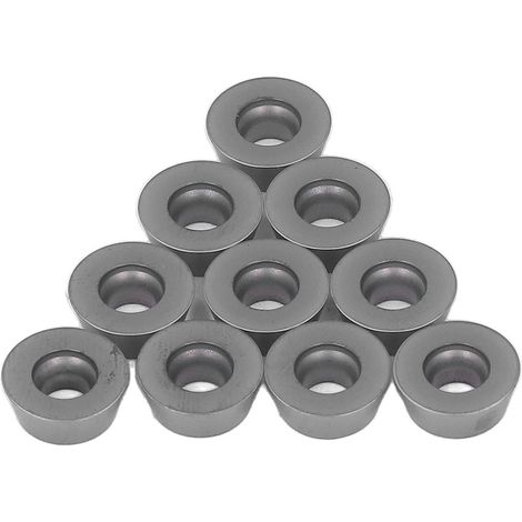 10 plaquettes de coupe rondes en carbure à revêtement noir pour tournage et fraisage CNC (RDMW1204MOE-P) (1/5)