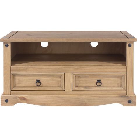 Corona Flat Screen TV Unit - Pine - 95 x 43 x 51 cm - Antique Waxed Pine (1/4)