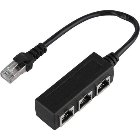 Câble répartiteur Ethernet RJ45, câble d'extension Ethernet câble d'extension Ethernet 1 mâle à 3 séparateur de connecteur de transfert de port femelle (1/5)