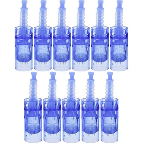 11 Cartouches de Micro-aiguilles Bleues Courtes Type Baïonnette pour A6 12 Pins - Remplacement Microneedling (1/5)