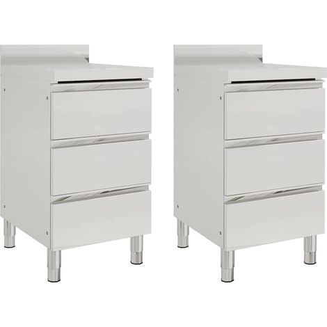 Armoires de cuisine commerciales avec 3 tiroirs 2 pièces 50 x 60 x 96 cm (1/5)