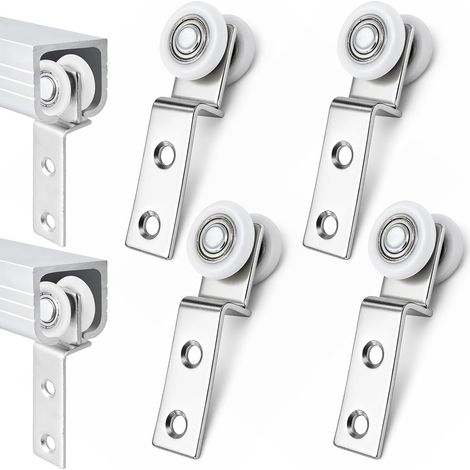 4 Pièces 20mm Roulette Porte Coulissante, Roulette Placard Coulissant, Bloc de Poulie de Roulement en Métal pour Armoire de Fenêtre de Porte Coulissante (1/5)