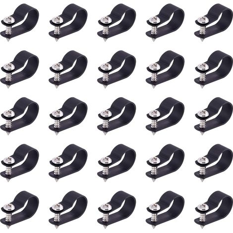 Lot de 60 clips en nylon noir de type R de 5/8 pouce, kit de serrage pour cordon avec 60 vis pour la gestion des fils (1/5)