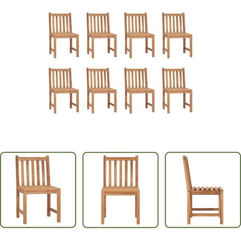 Meuble de jardin en teck -  Chaises de jardin lot de 8 Bois de teck solide (1/5)