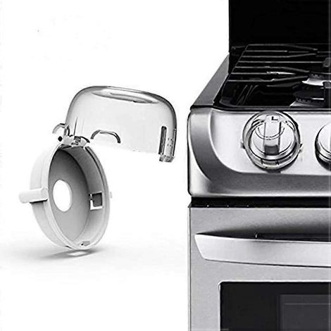 Protection universelle pour boutons de cuisinière à gaz, sécurité bébé, verrous de sécurité enfant, outil de cuisine multifonction blanc (lot de 4) KoleZy (1/5)