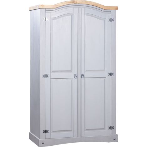 Garde-robe,Armoire de Rangement,Étagères Vêtements avec 2 portes Gamme Corona pin mexicain Gris VDVM901226 (1/5)