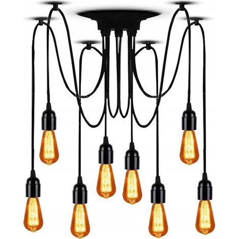 Pendant Lamp TOOLIGHT JDL-02 SPIDER 8 AMPOULES E27 Black (1/4)