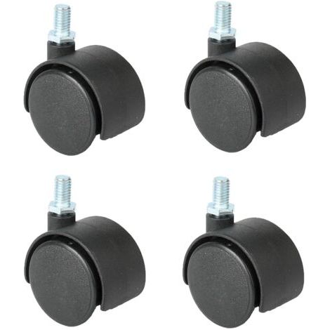 Drehstuhlrolle, 48-mm-Rolle, Ersatz-Lenkrolle, Büro-Lenkrolle, 4er-Pack mit Bremse (Farbe: Schwarz, Größe: 2 Zoll drehbar) (1/5)