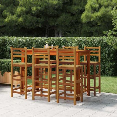 Lot de 6 Chaises de bar Tabourets de bar - Tabouret Haut Bois massif d'acacia BV750067 - BonneVie (1/4)