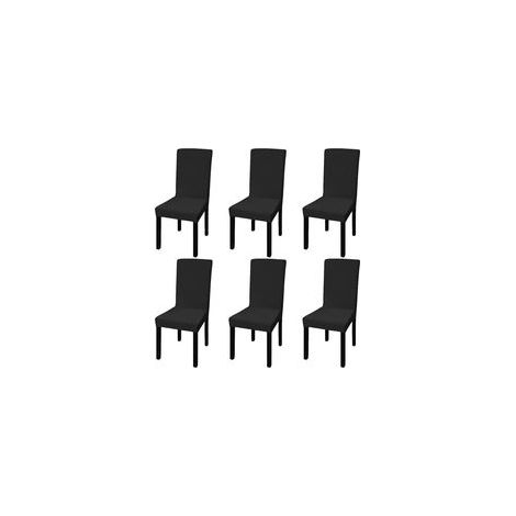 Set di 6 coprisedie dritti ed elasticizzati neri - Crezuo (1/4)