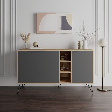Madia Clara rovere oak 3 ante antracite 142x35,5x83h (1/4)
