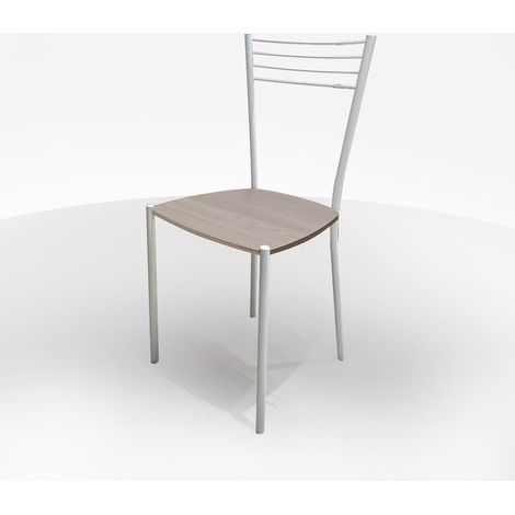 SEDIA MOD. LUNA METALLO BIANCO E FONDELLO IN LEGNO OLMO PERLA (1/5)