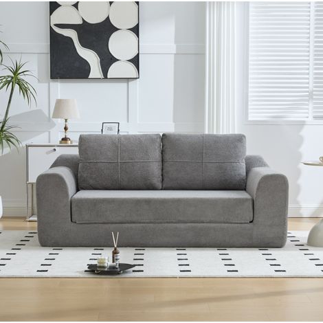 Schlafsofa aus Stoff in Dunkelgrau, 2-in-1 klappbar, 179x95x79 cm (1/5)