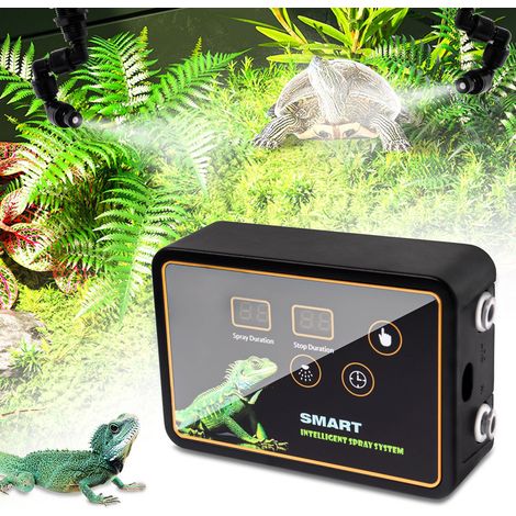 Intelligentes Beregnungsanlage Terrarium, Luftbefeuchter Terrarium mit Timer und Sprühdüsen 360 ° Verstellbare, Terrarium Luftbefeuchter, Vernebler Terrarium für Amphibien Reptilien Pflanzen