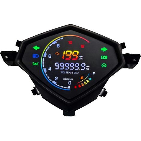 Compteur kilométrique numérique pour moto avec LED multicolores, noir (1/5)