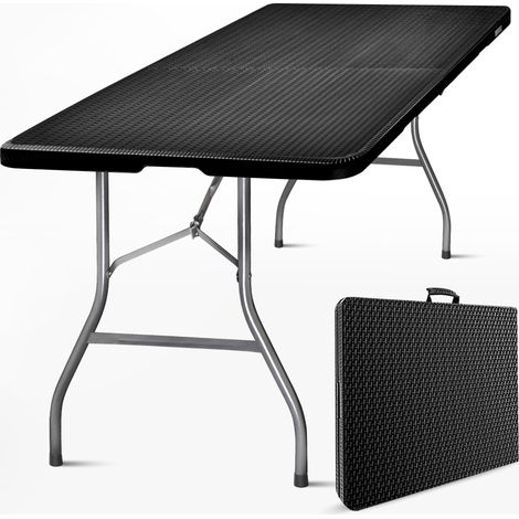 Skylantern – Table pliante noire 180 cm – HDPE épais 3,5 cm – Capacité 8 personnes – Pliage facile – Pieds acier – Usage intérieur et extérieur (1/5)