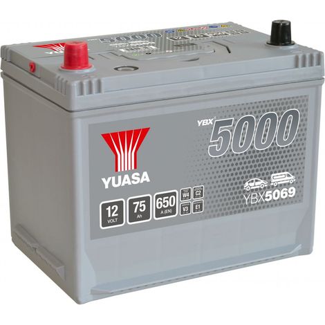 Batterie Yuasa YBX5069 conventionnelles Hautes performances 12 V 75 AH 650 AMPS L 269 l 174 H 223