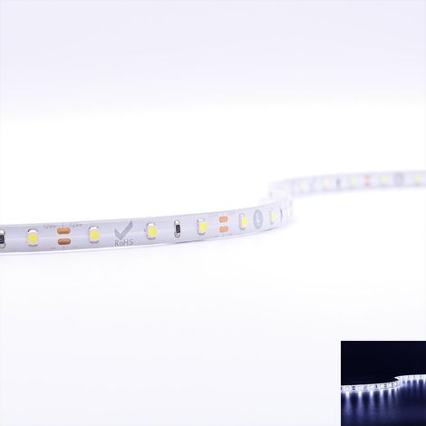 Strip 12V LED Streifen 5M 4,8W/m 60LED/m 8mm - Lichtfarbe: Kaltweiß 6000K - Schutzart: IP65 (1/5)