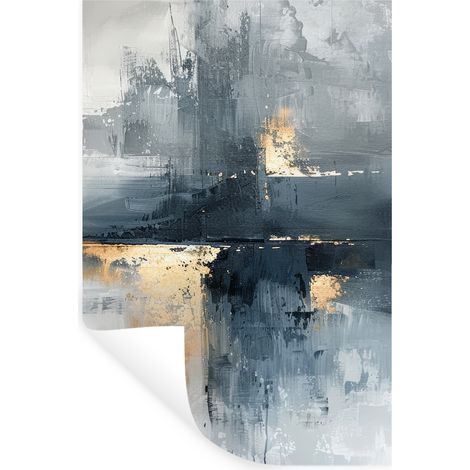 Wall Sticker Art - Gray - Gold - Abstract 40x60 cm (1/5)